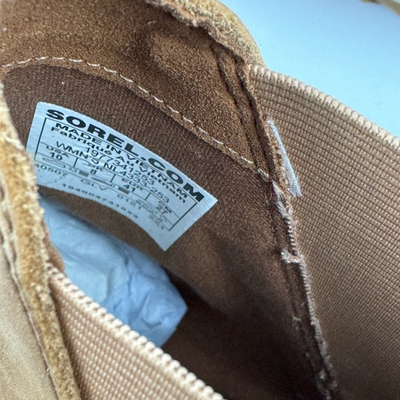 Sorel Women's Sz US 10 Joan Of Arctic Wedge Chelsea Suede Camel Boot NL4333-253 - Picture 5 of 7